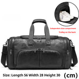 Men's Leather Business Travel Duffle Weekend Bag With Attachable Shoulder Strap - Weriion