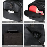 Men's Leather Business Travel Duffle Weekend Bag With Attachable Shoulder Strap - Weriion