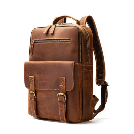 Men's Leather Retro Large Capacity Backpacks - Weriion