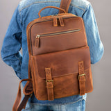 Men's Leather Retro Large Capacity Backpacks - Weriion