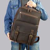 Men's Leather Retro Large Capacity Backpacks - Weriion