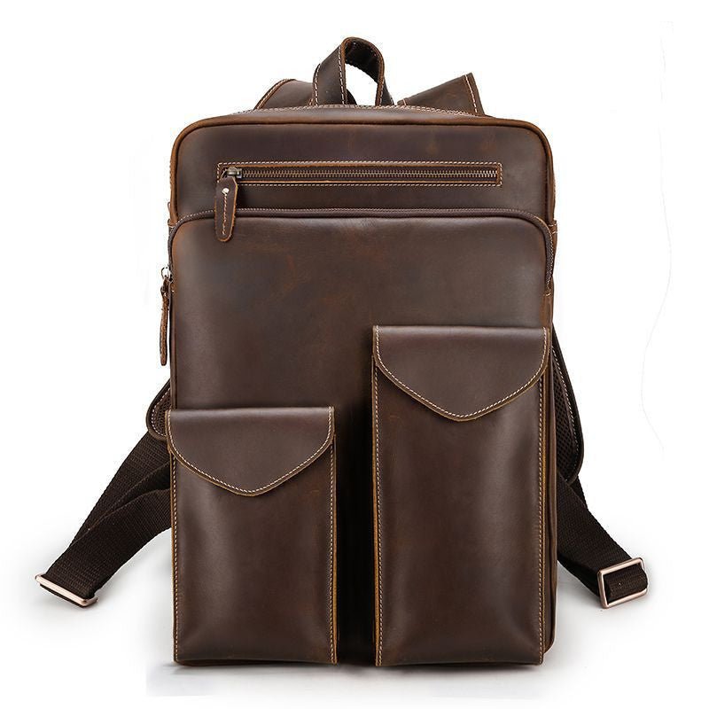 Men's Leather Travel Backpack - Weriion