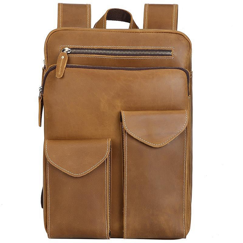 Men's Leather Travel Backpack - Weriion