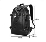 Men's Leather USB Charging Backpack - Weriion