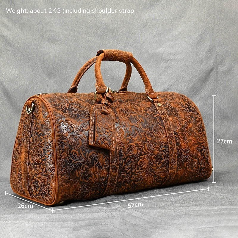 Men's Leather Vintage Duffle Weekend Bag - Weriion