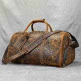 Men's Leather Vintage Duffle Weekend Bag - Weriion