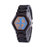 Men's LED Display Night Vision Wooden Watch - Weriion