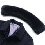 Men's Long Thick Warm Wool Coat With Detachable Large Fur Collar - Weriion