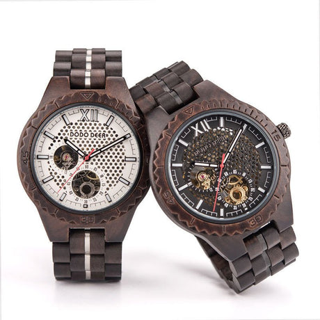 Men's Mechanical 50M Waterproof Wooden Watch - Weriion