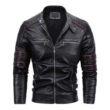 Men's Plus Velvet Motorcycle Leather Jackets - Weriion