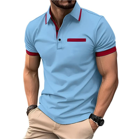 Men's Polo Shirt With Decorative Chest Pocket - Weriion