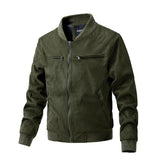 Men's Polyester Stand Collar Double Zipper Jacket - Weriion