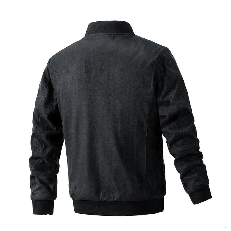 Men's Polyester Stand Collar Double Zipper Jacket - Weriion