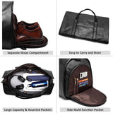 Men's PU Leather Waterproof Large Capacity Leisure Travel Luggage Duffle Weekend Bag With Shoes Compartment - Weriion