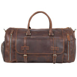 Men's Retro Shoulder Bag Genuine Cowhide Leather Duffle Weekend Bag - Weriion