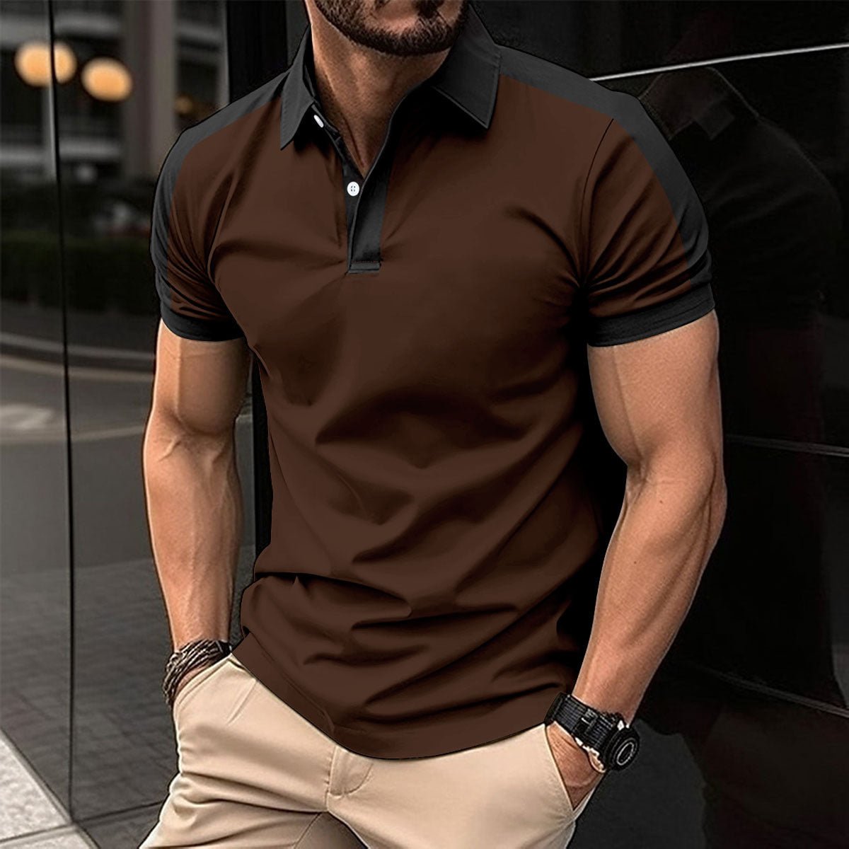 Men's Short Sleeve Business Shirts Casual Polo Shirts - Weriion