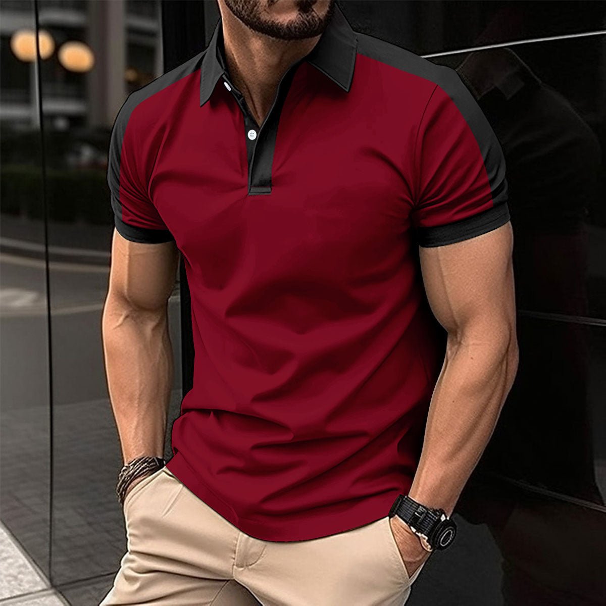 Men's Short Sleeve Business Shirts Casual Polo Shirts - Weriion