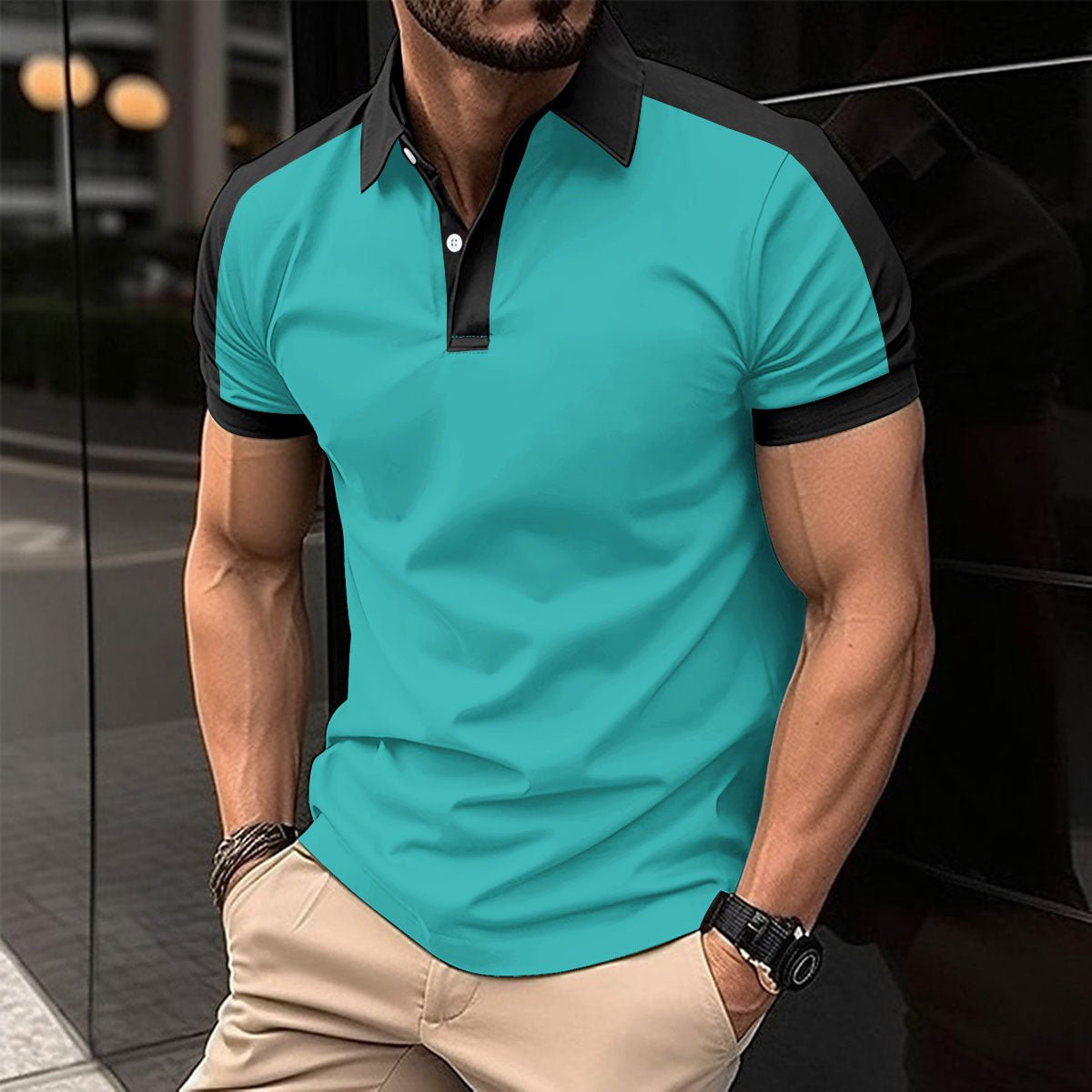 Men's Short Sleeve Business Shirts Casual Polo Shirts - Weriion