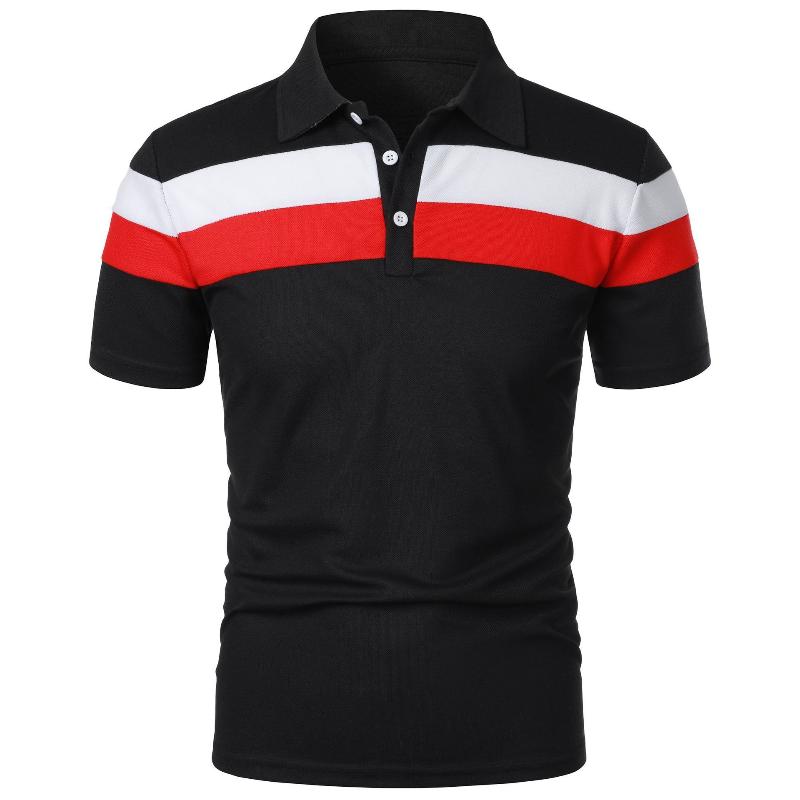 Men's Short Sleeve Polo Shirt With Three Stripes - Weriion