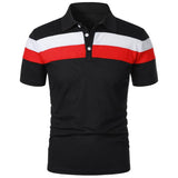 Men's Short Sleeve Polo Shirt With Three Stripes - Weriion