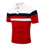 Men's Short Sleeve Polo Shirt With Three Stripes - Weriion