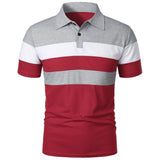 Men's Short Sleeve Polo Shirt With Three Stripes - Weriion