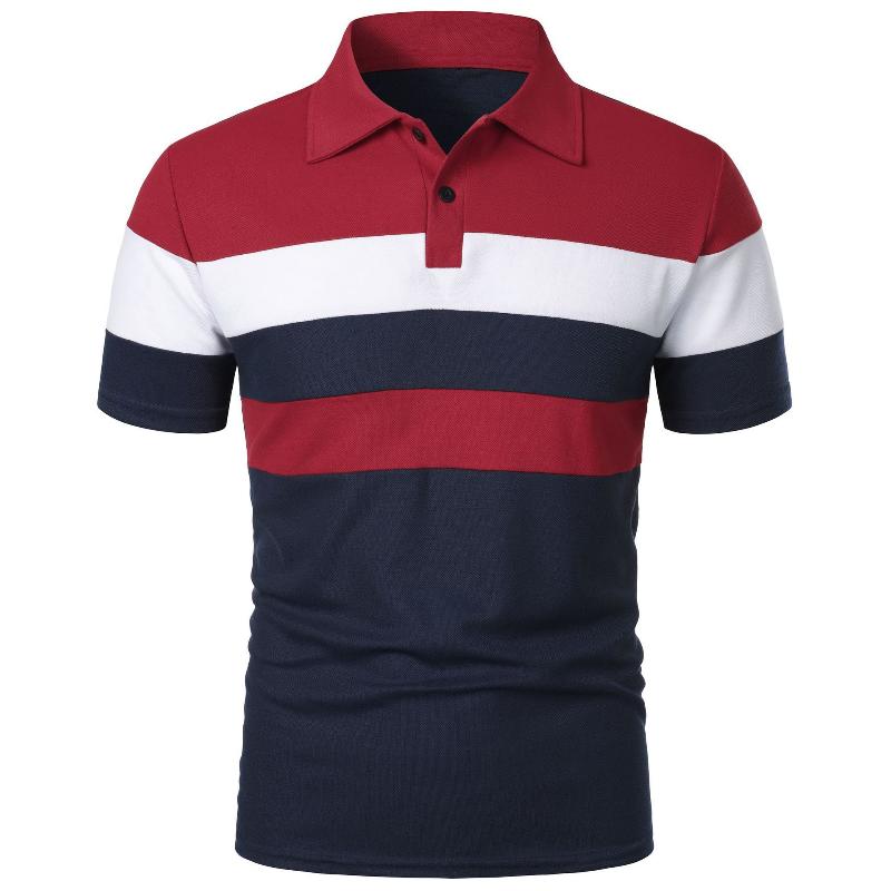 Men's Short Sleeve Polo Shirt With Three Stripes - Weriion