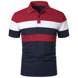 Men's Short Sleeve Polo Shirt With Three Stripes - Weriion