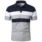 Men's Short Sleeve Polo Shirt With Three Stripes - Weriion