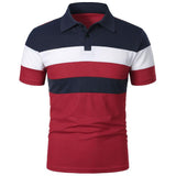 Men's Short Sleeve Polo Shirt With Three Stripes - Weriion