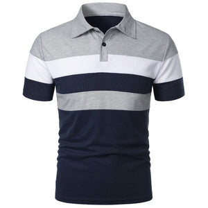 Men's Short Sleeve Polo Shirt With Three Stripes - Weriion