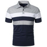 Men's Short Sleeve Polo Shirt With Three Stripes - Weriion