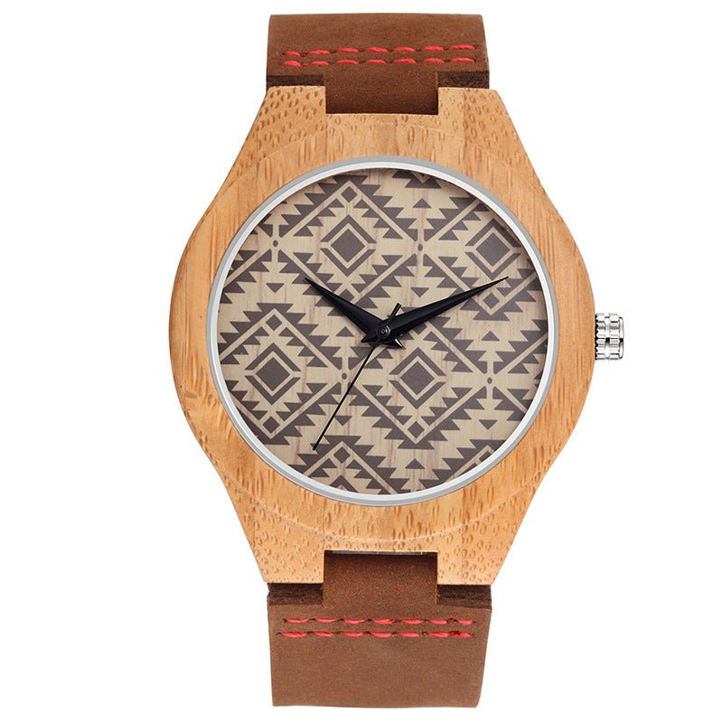 Men's Slim Fashionable Wood Watch With Leather Strap - Weriion