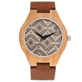 Men's Slim Fashionable Wood Watch With Leather Strap - Weriion