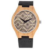 Men's Slim Fashionable Wood Watch With Leather Strap - Weriion