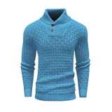 Men's Slim Fit Turtleneck Sweater Designed With Buttons - Weriion