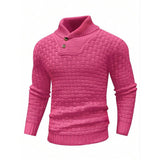 Men's Slim Fit Turtleneck Sweater Designed With Buttons - Weriion