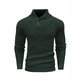 Men's Slim Fit Turtleneck Sweater Designed With Buttons - Weriion