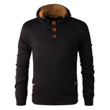 Men's Slim Fit Wooden Buttons Fleeced Hoodie - Weriion