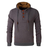 Men's Slim Fit Wooden Buttons Fleeced Hoodie - Weriion