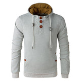 Men's Slim Fit Wooden Buttons Fleeced Hoodie - Weriion