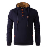 Men's Slim Fit Wooden Buttons Fleeced Hoodie - Weriion