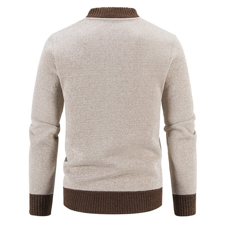 Men's Slim Stand Collar Elk Embroidered Sweater - Weriion