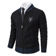 Men's Slim Stand Collar Elk Embroidered Sweater - Weriion