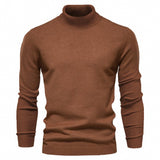 Men's Solid Color Slim Pullover Turtleneck Sweater Winter Casual Tops Clothing - Weriion