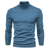 Men's Solid Color Slim Pullover Turtleneck Sweater Winter Casual Tops Clothing - Weriion