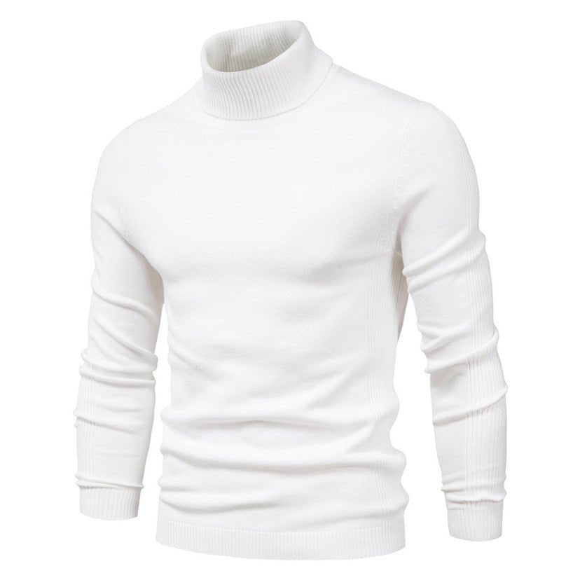 Men's Solid Color Slim Pullover Turtleneck Sweater Winter Casual Tops Clothing - Weriion