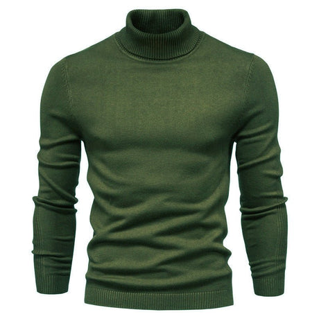 Men's Solid Color Slim Pullover Turtleneck Sweater Winter Casual Tops Clothing - Weriion