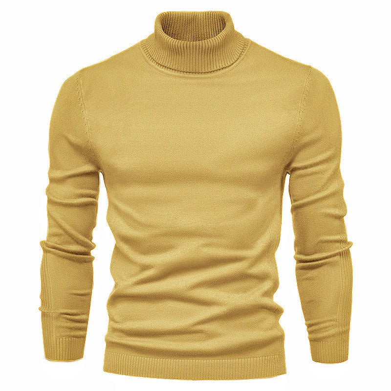 Men's Solid Color Slim Pullover Turtleneck Sweater Winter Casual Tops Clothing - Weriion