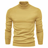 Men's Solid Color Slim Pullover Turtleneck Sweater Winter Casual Tops Clothing - Weriion